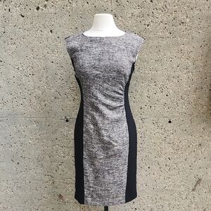 MaxMara Gray and Black Sheath Midi Dress